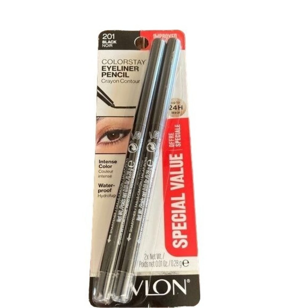 Revlon ColorStay Eyeliner Pencil Intense Color 201 Black 2 In a Pack